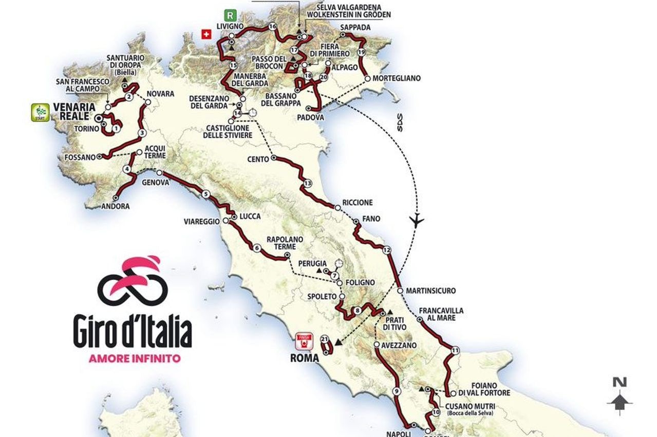 The map for the 2024 Giro d'Italia