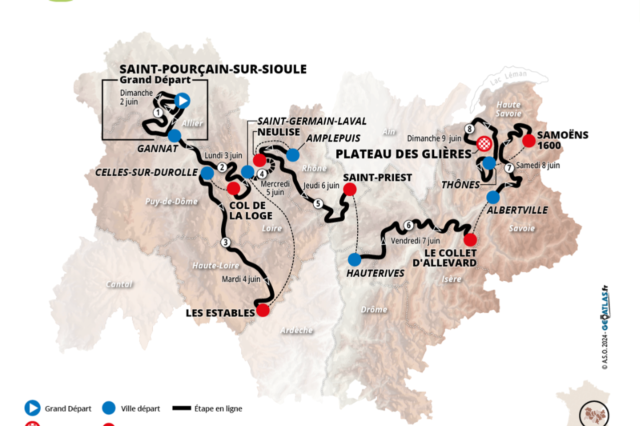 Critérium du Dauphiné 2024 route map