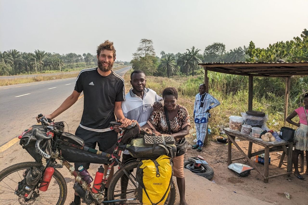 Rob MacLennan (left) is raising money for GiveDirectly as part of his epic bikepacking trip