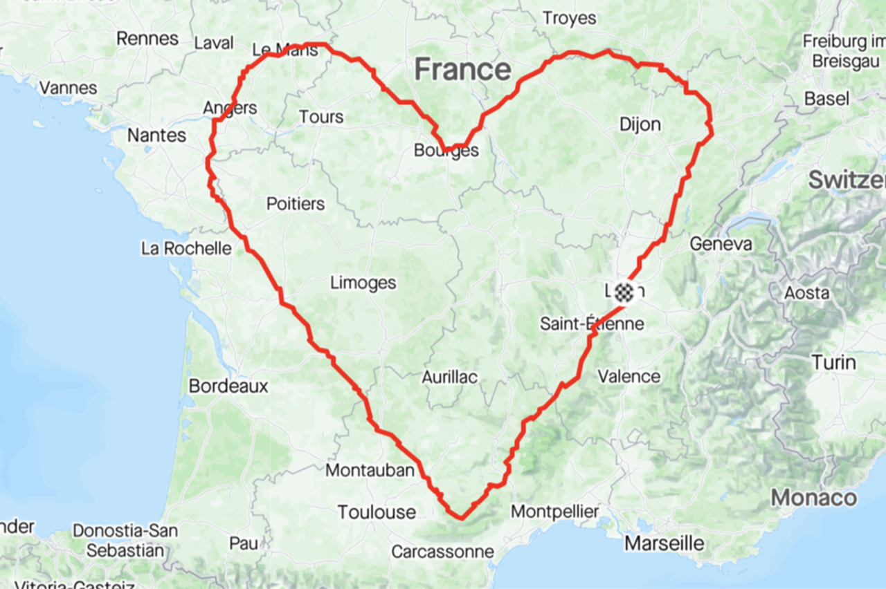 A 2,162km heart across France