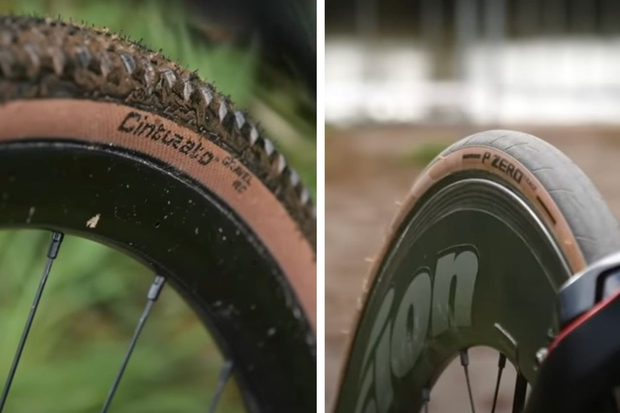 How does a gravel tyre (left) stack up against a road tyre?