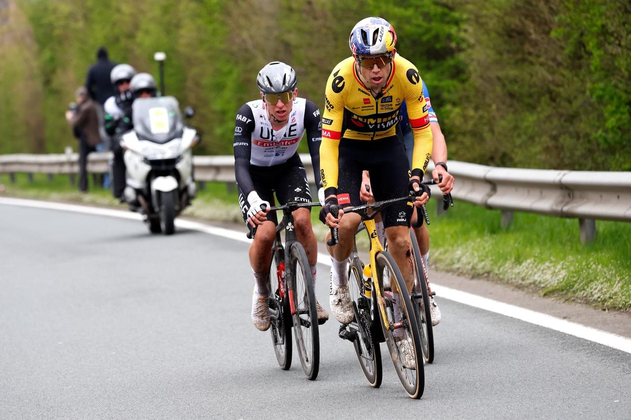 Wout van Aert and his eternal shadow Mathieu van der Poel were challenged by Tadej Pogačar in last year's Tour of Flanders