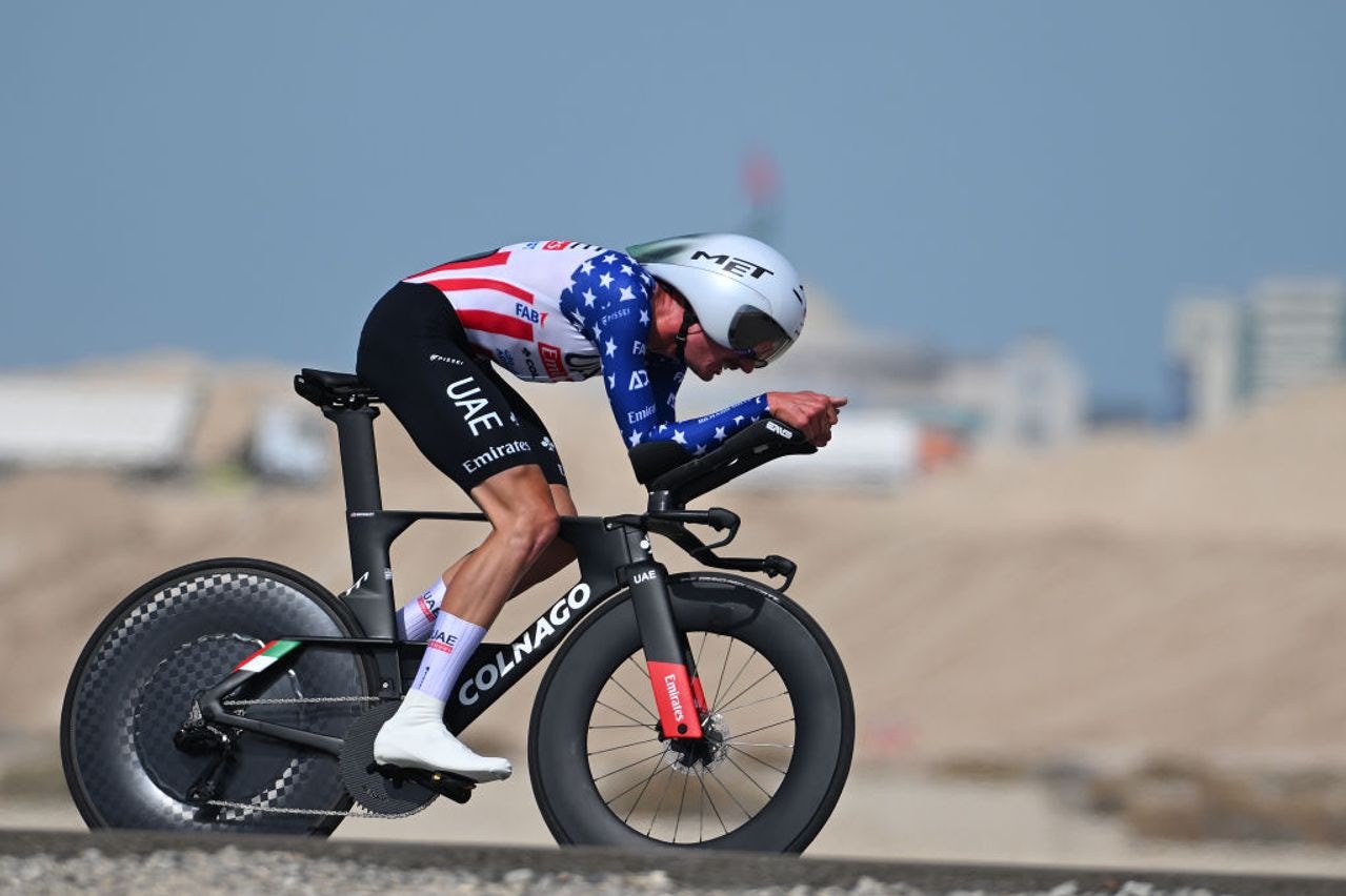 Brandon McNulty on his way to victory in the UAE Tour time trial