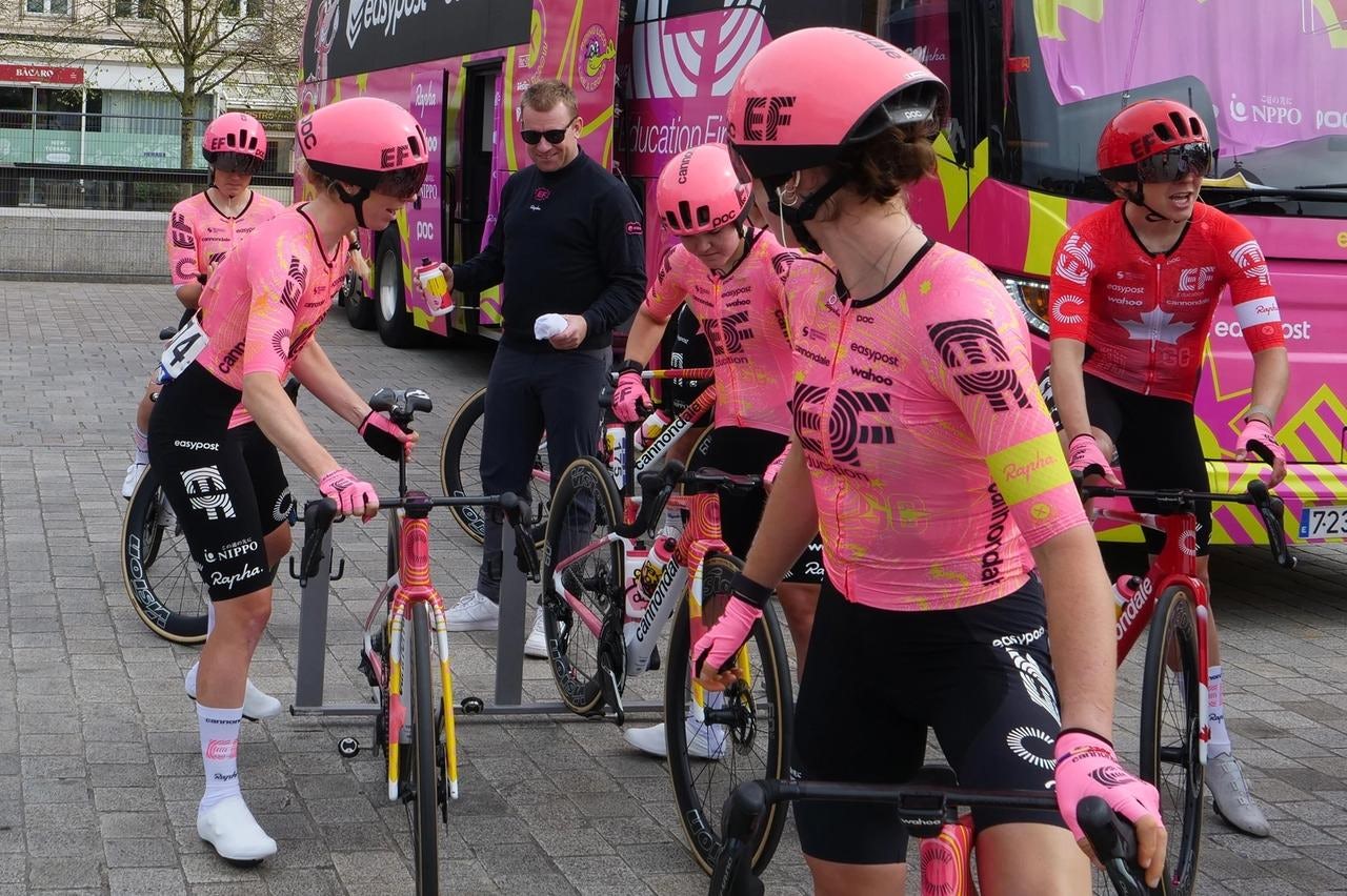 EF Education-Cannondale were decked out in the unmissable POC helmets at Brugge-De Panne