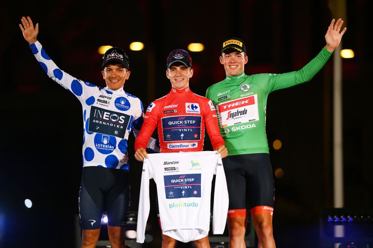 The winners of the 2022 Vuelta a España leaders' jerseys