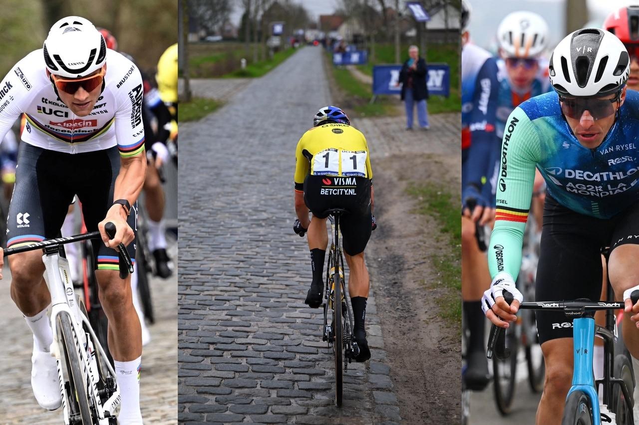 Mathieu van der Poel (left) and Wout van Aert (centre) have left Oliver Naesen (right) with a sense of realism