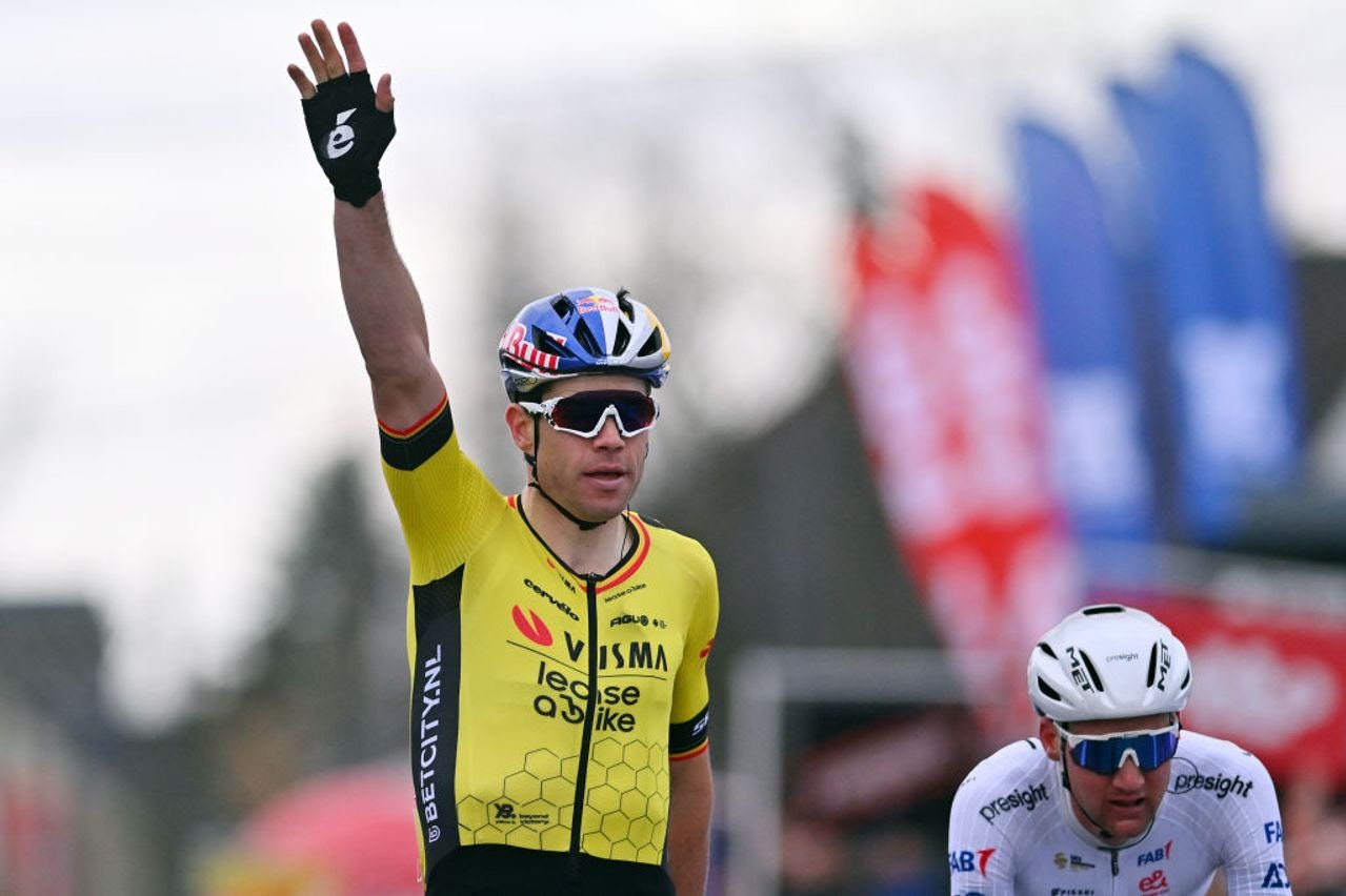 Kuurne-Brussel-Kuurne came down to a three-man sprint with Wout van Aert taking the win