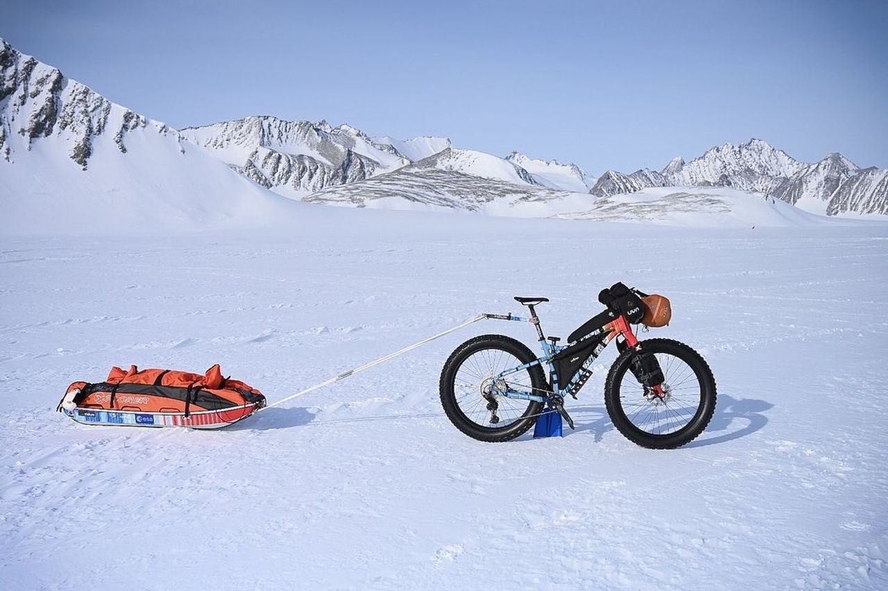 Omar di Felice's bike and sled for the Antarctic crossing