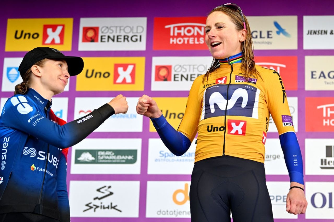 Cecilie Uttrup Ludwig and  Annemiek van Vleuten on the podium at the Tour of Scandinavia